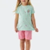 Schiesser Pajamas Short Organic Cotton Dragonflies Cat Mint - Cat Zoe