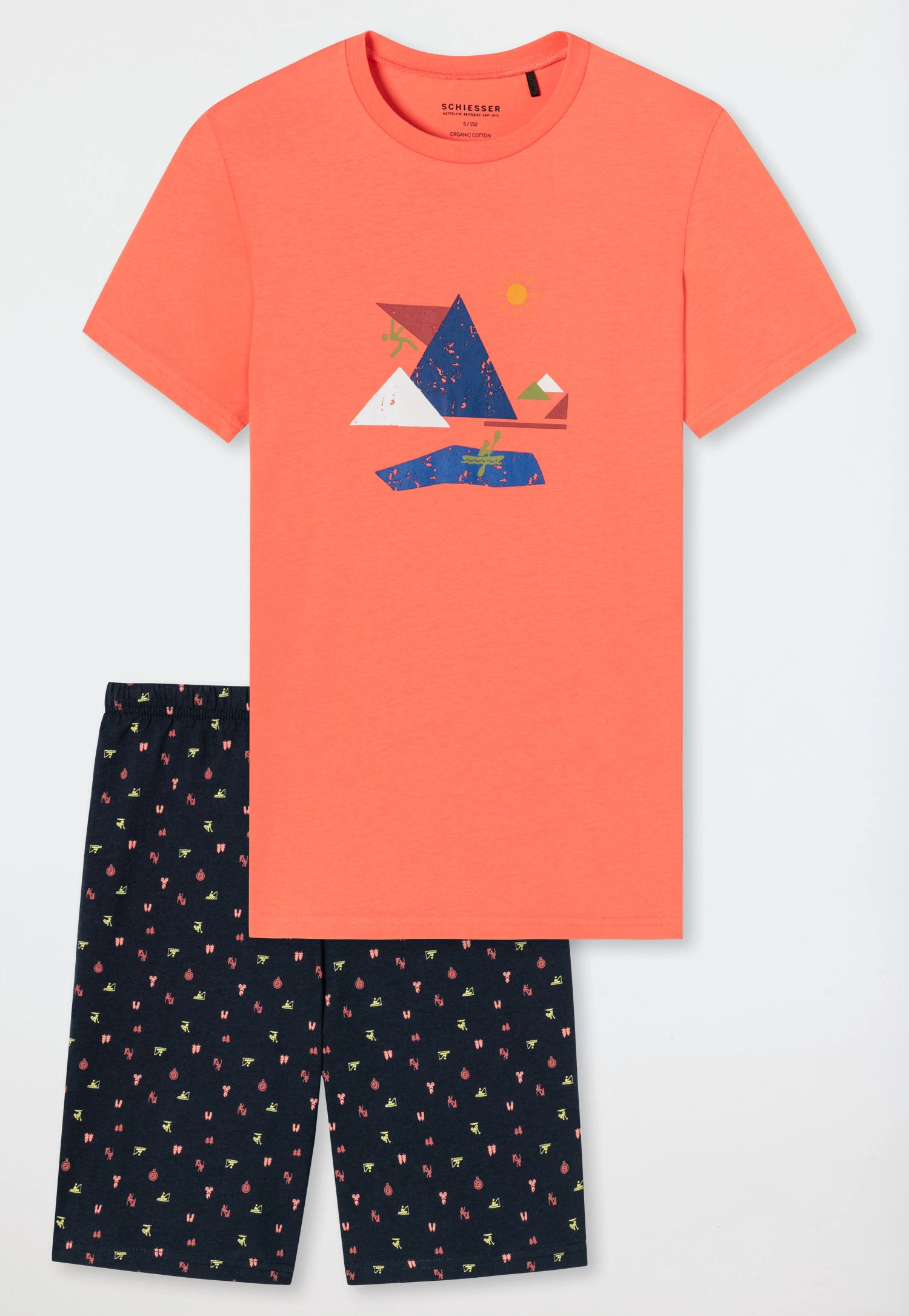 Schiesser Short Pajamas Organic Cotton Papaya - Summer Camp 3 Schiesser Short Pajamas Organic Cotton Papaya - Summer Camp - Image 3