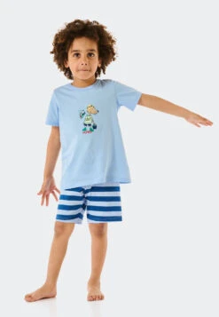 Schiesser Pajamas Short Organic Cotton Rat Fisherman Stripes Air - Rat Henry -Uni Style Shop schlafanzug kurz organic cotton ratte fischer ringel air rat henry 179028 802 front