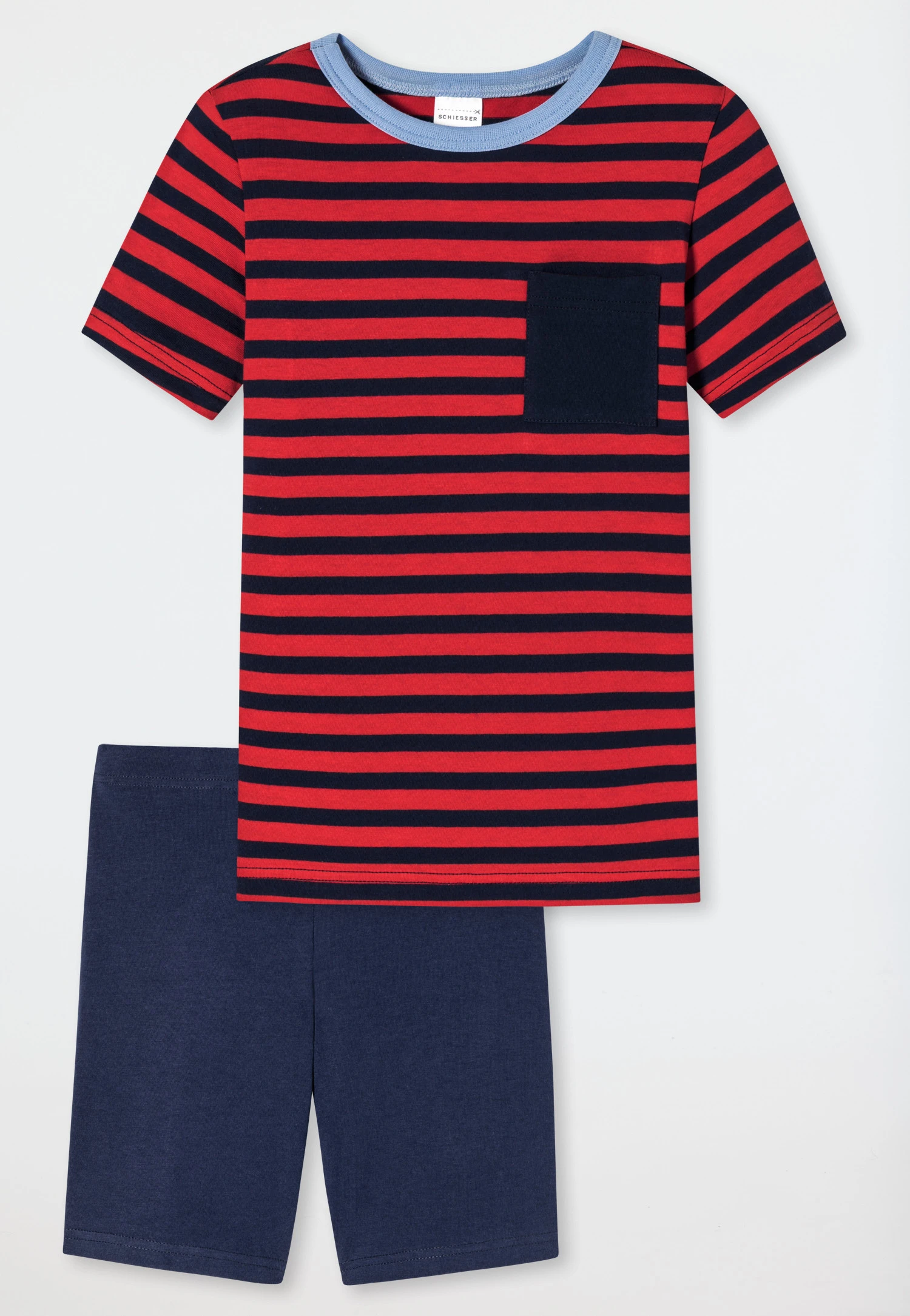 Schiesser Pajamas Short Organic Cotton Striped Chest Pocket Red - Boys World 4 Schiesser Pajamas Short Organic Cotton Striped Chest Pocket Red - Boys World - Image 4