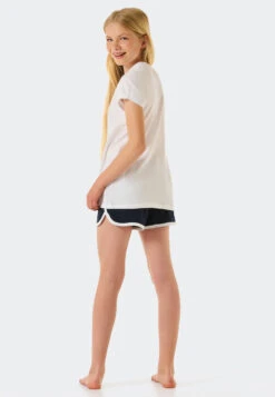 Schiesser Pajamas Short Organic Cotton Stripes Sunglasses White - Aquatic Flow -Uni Style Shop schlafanzug kurz organic cotton streifen sonnenbrille weiss aquatic flow 178968 100 back