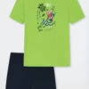 Schiesser Pajamas Short Organic Cotton Surfer Lime - Ocean Flow