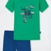 Schiesser Pajamas Short Organic Cotton Animals Comic Dark Green - Boys World