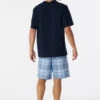 Schiesser Pajamas Short Organic Cotton V-neck Check Air - Comfort Fit