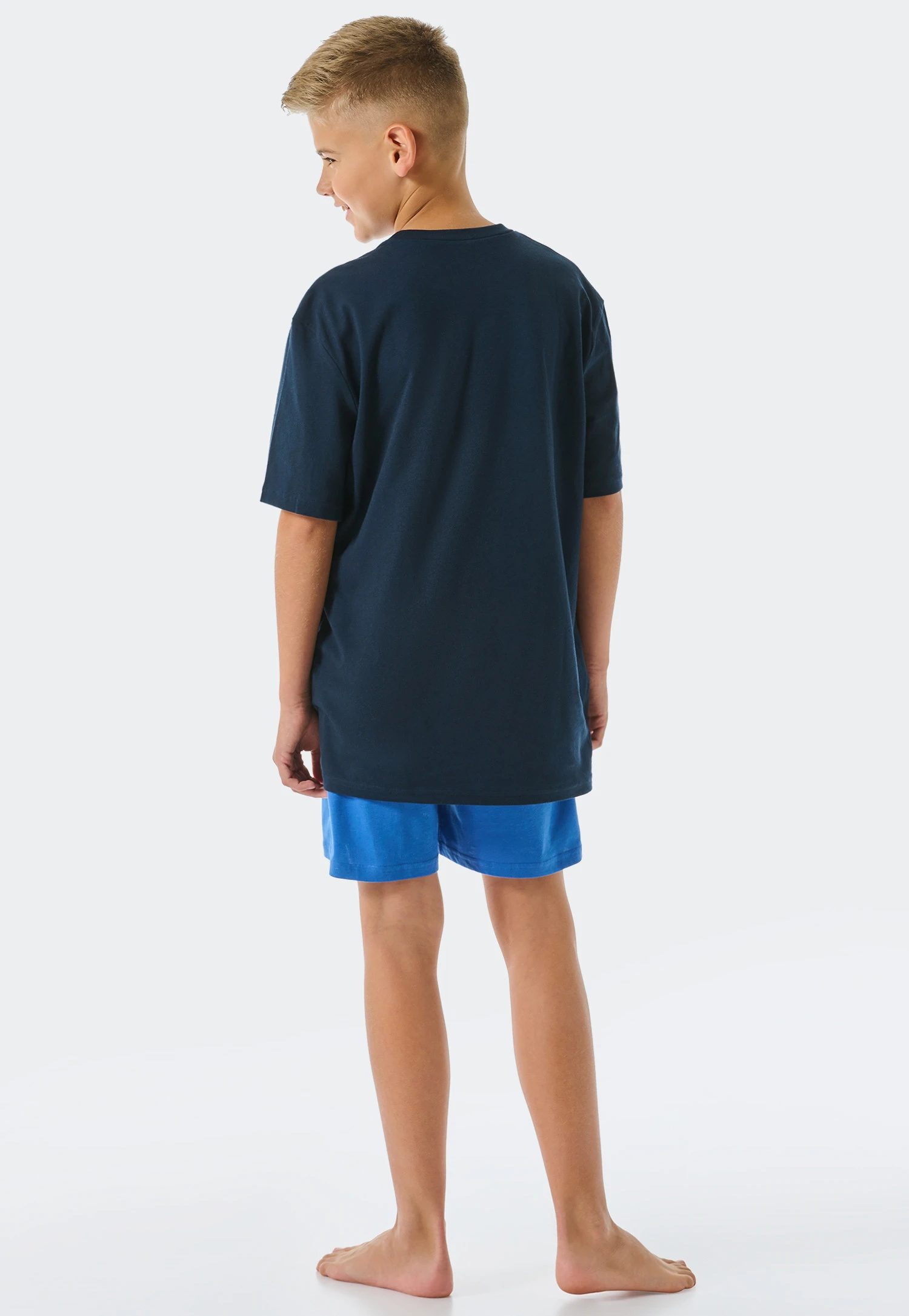 Schiesser Pajamas Short Organic Cotton Water Dark Blue - Aquatic Flow 1 Schiesser Pajamas Short Organic Cotton Water Dark Blue - Aquatic Flow