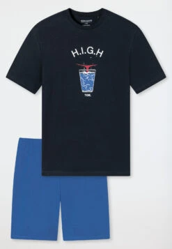 Schiesser Pajamas Short Organic Cotton Water Dark Blue - Aquatic Flow 6 Schiesser Pajamas Short Organic Cotton Water Dark Blue - Aquatic Flow -Uni Style Shop schlafanzug kurz organic cotton wasser dunkelblau aquatic flow 178987 803 detail1