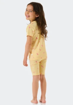 Schiesser Pajamas Short Tencel Organic Cotton Ribbed Dragonflies Vanilla - Cat Zoe -Uni Style Shop schlafanzug kurz tencel organic cotton gerippt libellen vanille cat zoe 178920 607 back