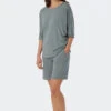 Schiesser Pajamas Short Tencel Oversized Shirt Batwing Sleeves Jade - Selected! Premium