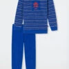 Schiesser Pajamas Long Terry Organic Cotton Cuffs Stripes Shark Saber Royal Blue - Capt'n Sharky