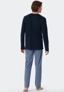 Schiesser Pajamas Long Interlock Button Placket Air Patterned - Fine Interlock 10 Schiesser Pajamas Long Interlock Button Placket Air Patterned - Fine Interlock -Uni Style Shop schlafanzug lang interlock knopfleiste air gemustert fine interlock 179115 802 back