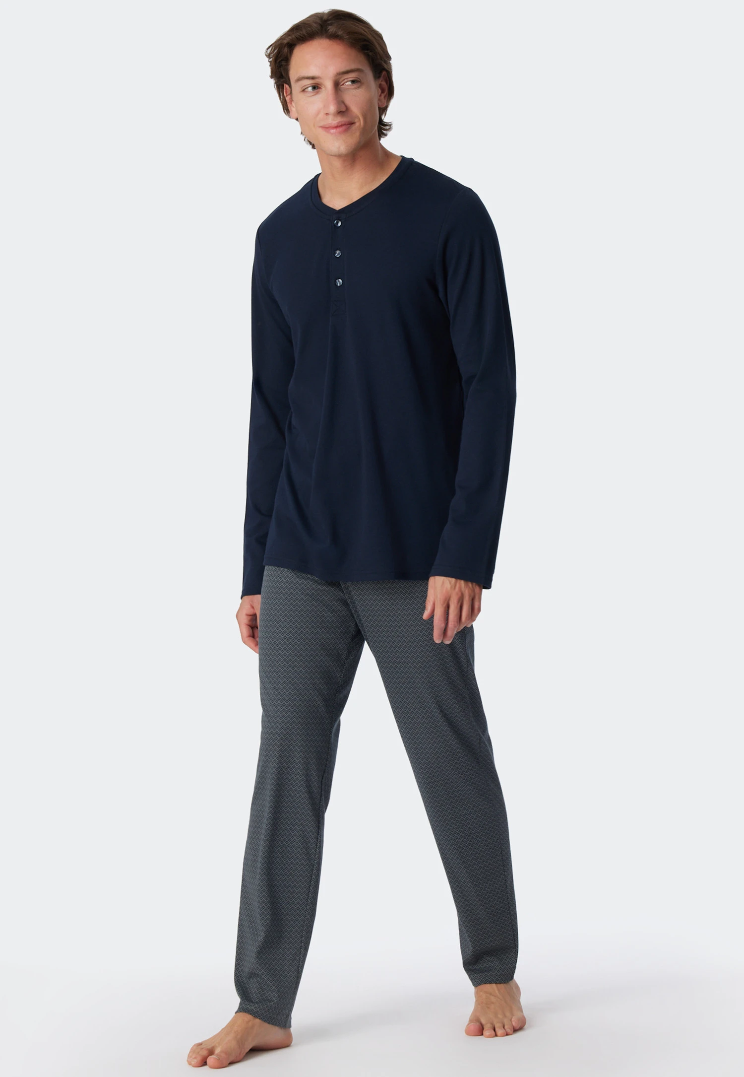 Schiesser Pajamas Long Interlock Button Placket Jade Patterned - Fine Interlock 5 Schiesser Pajamas Long Interlock Button Placket Jade Patterned - Fine Interlock - Image 5