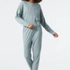 Schiesser Pajamas Long Interlock Short Oversized Shirt Gray-blue - Modern Nightwear