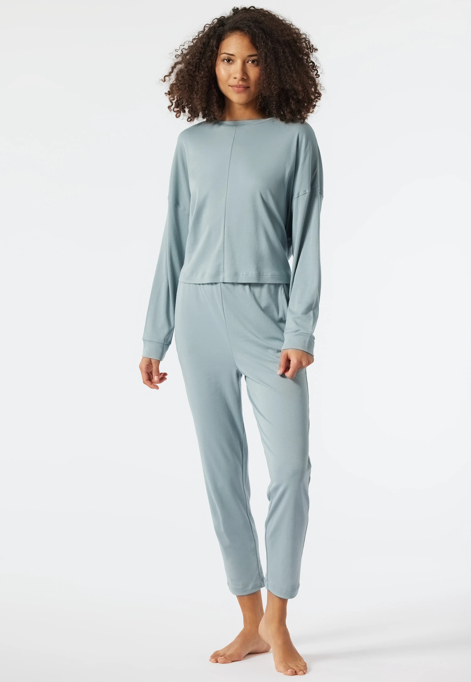 Schiesser Pajamas Long Interlock Short Oversized Shirt Gray-blue - Modern Nightwear 2 Schiesser Pajamas Long Interlock Short Oversized Shirt Gray-blue - Modern Nightwear - Image 2