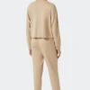 Schiesser Pajamas Long Interlock Short Oversized Shirt Sand - Modern Nightwear
