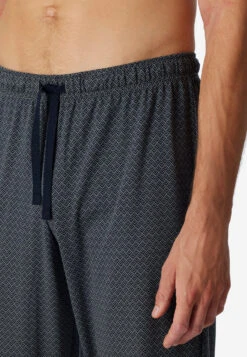 Schiesser Pajamas Long Interlock V-neck Jade Patterned - Fine Interlock