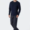 Schiesser Long Pajamas Jersey Blue - Ebony