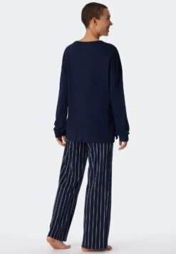 Schiesser Pajamas Long Modal Oversized Shirt Dark Blue - Modern Nightwear 8 Schiesser Pajamas Long Modal Oversized Shirt Dark Blue - Modern Nightwear -Uni Style Shop schlafanzug lang modal oversized shirt dunkelblau modern nightwear 179238 803 back