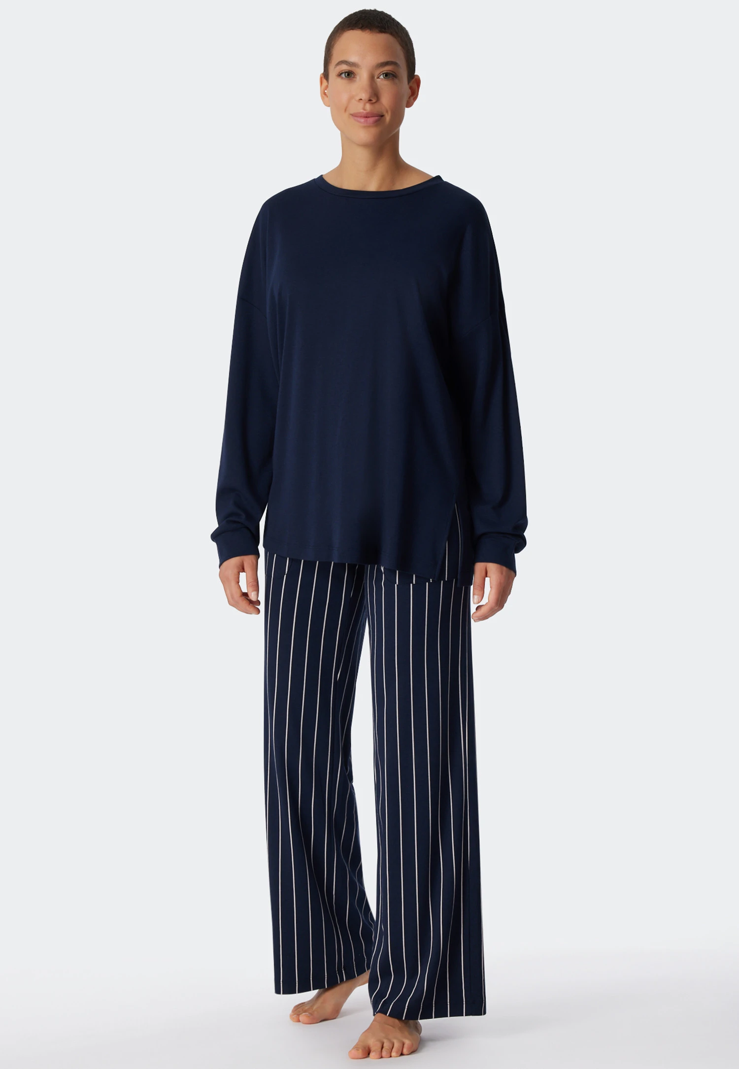 Schiesser Pajamas Long Modal Oversized Shirt Dark Blue - Modern Nightwear 5 Schiesser Pajamas Long Modal Oversized Shirt Dark Blue - Modern Nightwear - Image 5