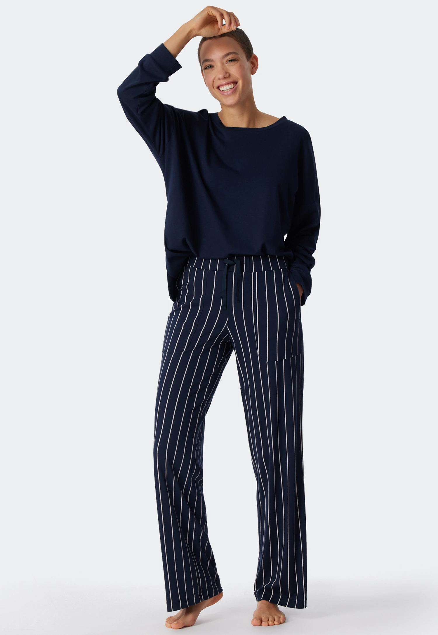 Schiesser Pajamas Long Modal Oversized Shirt Dark Blue - Modern Nightwear 2 Schiesser Pajamas Long Modal Oversized Shirt Dark Blue - Modern Nightwear - Image 2