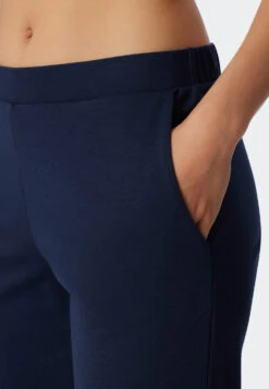 Schiesser Pajamas Long Modal Oversized Shirt Short-sleeved Dark Blue Striped - Modern Nightwear