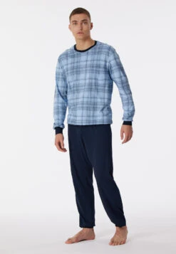 Schiesser Long Pajamas Organic Cotton Cuffs Check Air - Comfort Fit -Uni Style Shop schlafanzug lang organic cotton buendchen karos air comfort fit 179111 802 detail2