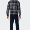 Schiesser Pajamas Long Organic Cotton Cuffs Check Dark Blue - Comfort Fit