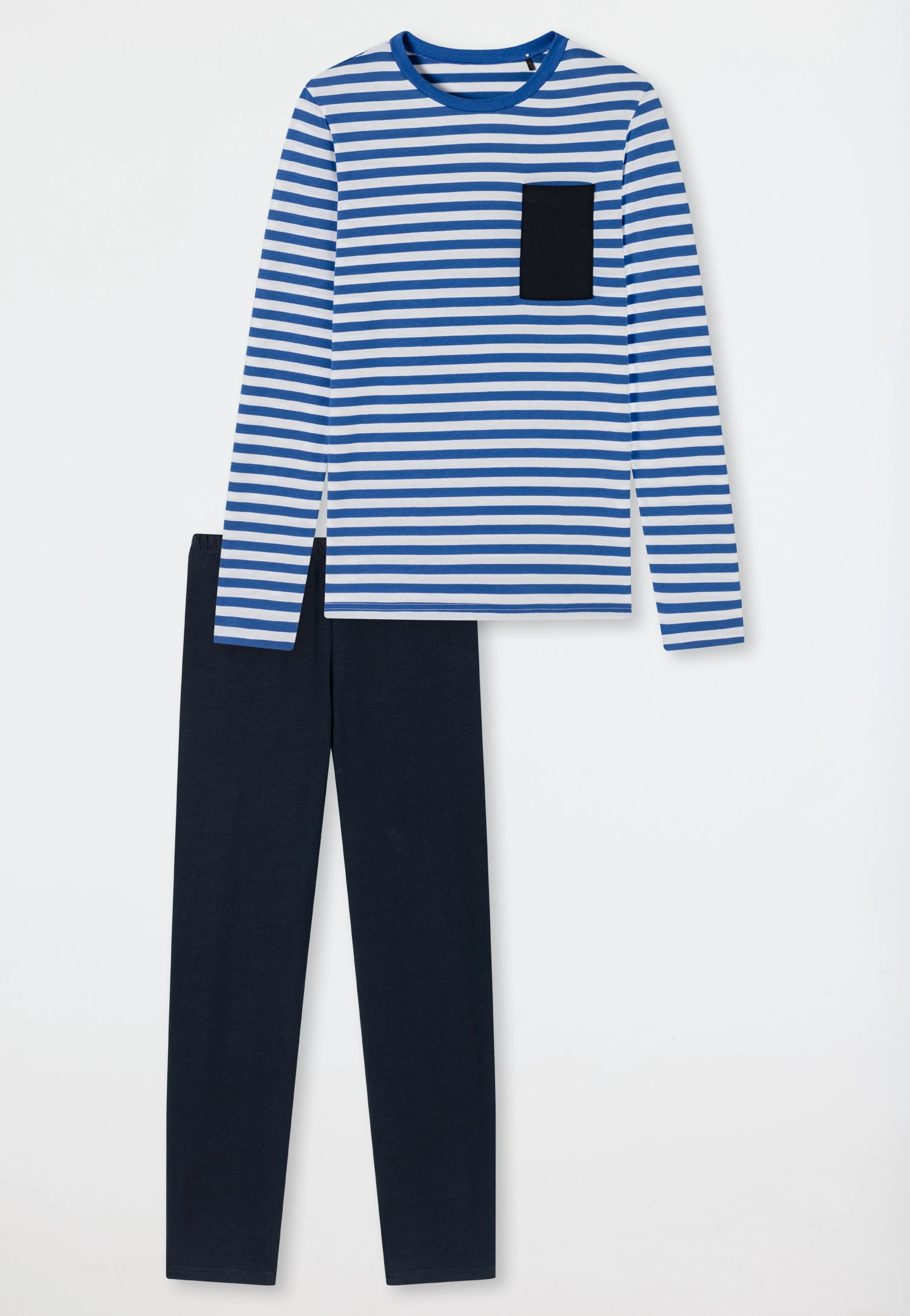 Schiesser Pajamas Long Organic Cotton Stripes Aqua – Aquatic Flow 2 Schiesser Pajamas Long Organic Cotton Stripes Aqua – Aquatic Flow - Image 2