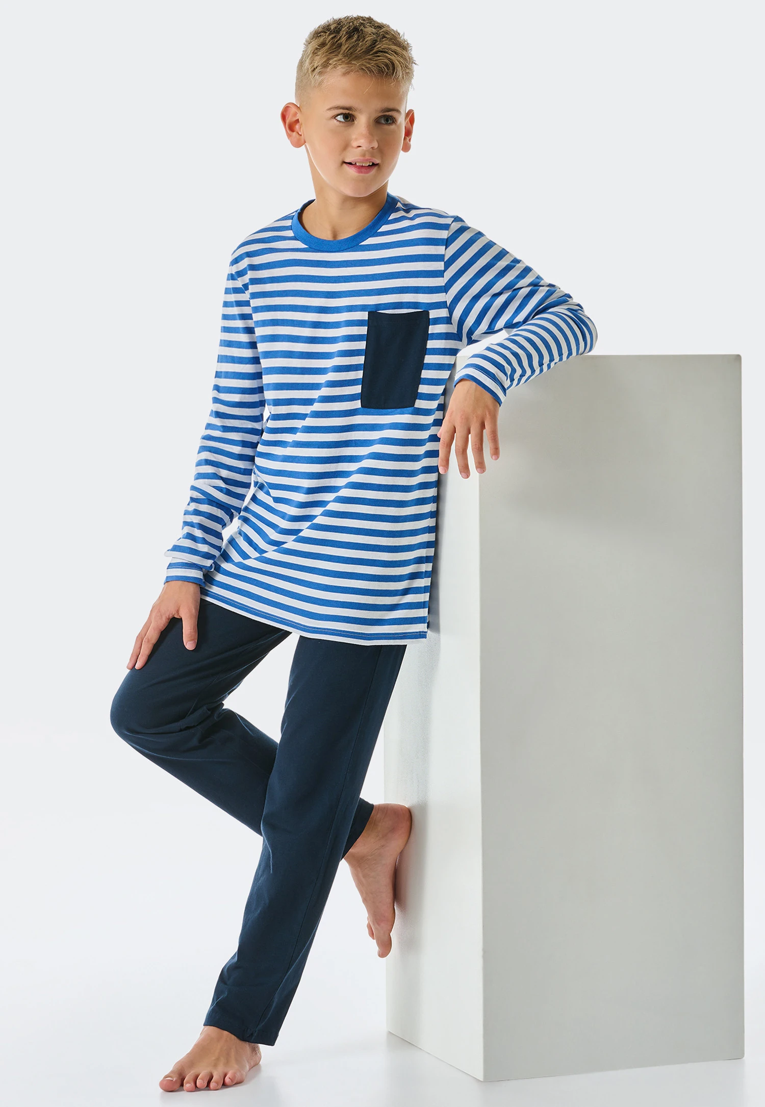 Schiesser Pajamas Long Organic Cotton Stripes Aqua – Aquatic Flow 1 Schiesser Pajamas Long Organic Cotton Stripes Aqua – Aquatic Flow