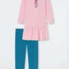 Schiesser Pajamas Long Organic Cotton Ruffles Gold-effect Dots Pink - Princess Lillifee