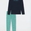 Schiesser Pajamas Long Organic Cotton Dots Mint - Nightwear