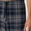 Schiesser Pajamas Long Organic Cotton V-neck Check Dark Blue - Comfort Fit