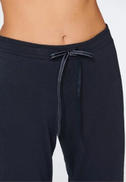 Schiesser Long Pajamas Ringed Cuffs Midnight Blue - Original Classics -Uni Style Shop schlafanzug lang ringel buendchen nachtblau original classics 161069 804 detail4