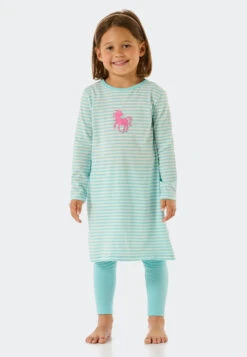 Schiesser Pajamas Long Stripes Horse Turquoise - Original Classics