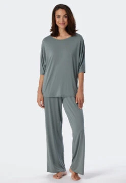 Schiesser Pajamas Long Tencel Oversized Shirt Short-sleeved Jade - Selected! Premium -Uni Style Shop schlafanzug lang tencel oversized shirt kurzarm jade selected premium 179233 713 detail2