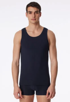 Schiesser Blue-black Sleeveless Shirt - "Long Life Soft"