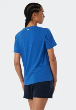 Schiesser Shirt Short-sleeved Atlantic Blue - Revival Antonia -Uni Style Shop shirt kurzarm atlantikblau revival antonia 178442 899 back