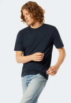 Schiesser Shirt Short-sleeved Dark Blue - Revival Hannes