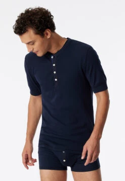 Schiesser Short-sleeved Shirt Dark Blue - Revival Karl-Heinz