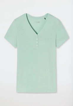 Schiesser Shirt Short-sleeved Henley Button Placket Mint - Mix+Relax