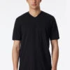 Schiesser Short Sleeve Shirt Jersey 2-pack V-neck Black - American T-shirt