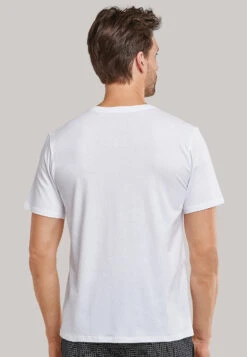 Schiesser Shirt Short-sleeve Jersey Button Placket White - Mix & Relax 6 Schiesser Shirt Short-sleeve Jersey Button Placket White - Mix & Relax -Uni Style Shop shirt kurzarm jersey knopfleiste weiss mix relax 163831 100 back