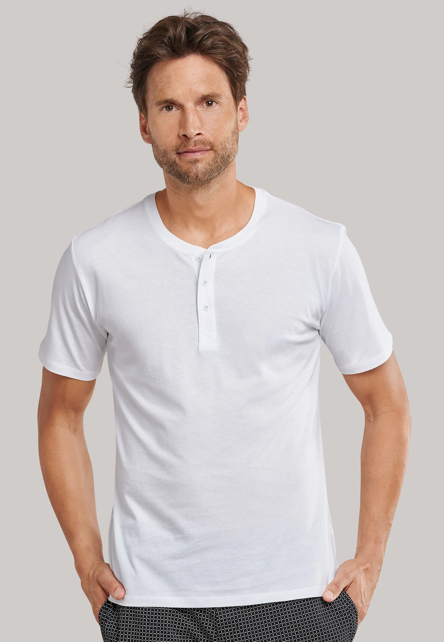 Schiesser Shirt Short-sleeve Jersey Button Placket White - Mix & Relax 4 Schiesser Shirt Short-sleeve Jersey Button Placket White - Mix & Relax - Image 4