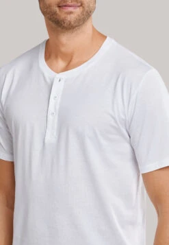 Schiesser Shirt Short-sleeve Jersey Button Placket White - Mix & Relax 7 Schiesser Shirt Short-sleeve Jersey Button Placket White - Mix & Relax -Uni Style Shop shirt kurzarm jersey knopfleiste weiss mix relax 163831 100 detail3