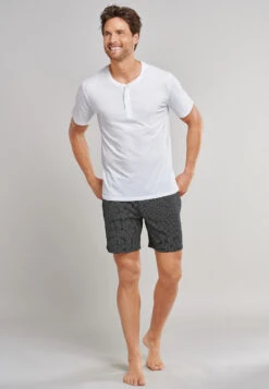 Schiesser Shirt Short-sleeve Jersey Button Placket White - Mix & Relax 9 Schiesser Shirt Short-sleeve Jersey Button Placket White - Mix & Relax -Uni Style Shop shirt kurzarm jersey knopfleiste weiss mix relax 163831 100 front