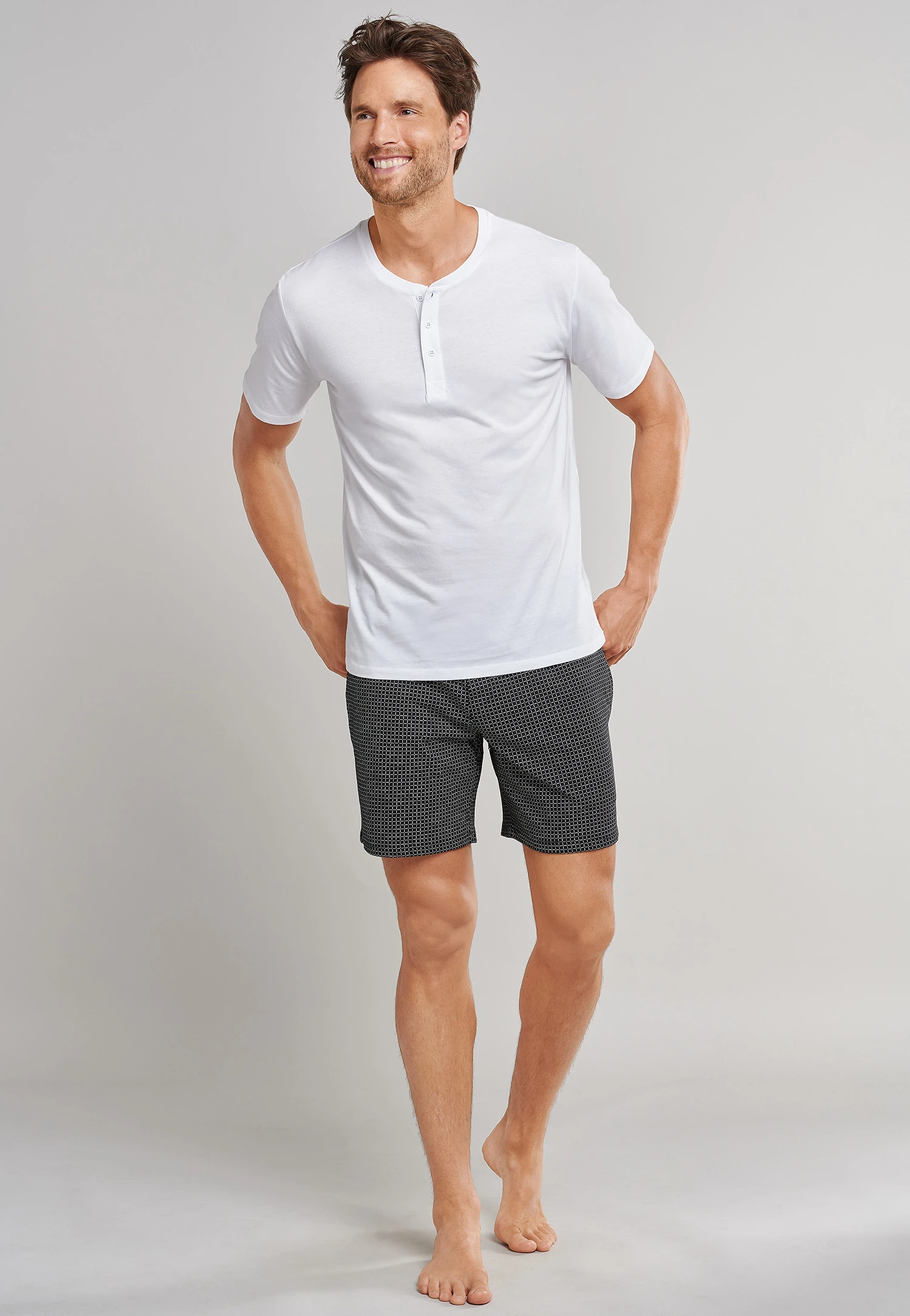 Schiesser Shirt Short-sleeve Jersey Button Placket White - Mix & Relax 5 Schiesser Shirt Short-sleeve Jersey Button Placket White - Mix & Relax - Image 5