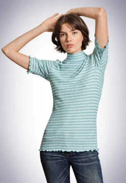 Schiesser Short-sleeved Shirt Mineral - Revival Helena 11 Schiesser Short-sleeved Shirt Mineral - Revival Helena -Uni Style Shop shirt kurzarm mineral revival helena 174031 709 front