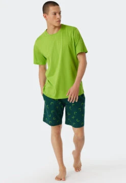 Schiesser Shirt Short-sleeved Organic Cotton Mercerized Lime - Mix & Relax -Uni Style Shop shirt kurzarm organic cotton merzerisiert lime mix relax 178940 710 front