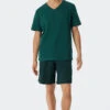 Schiesser Shirt Short-sleeved Organic Cotton V-neck Dark Green - Mix & Relax