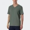 Schiesser Shirt Short-sleeved Organic Cotton V-neck Jade - Mix & Relax