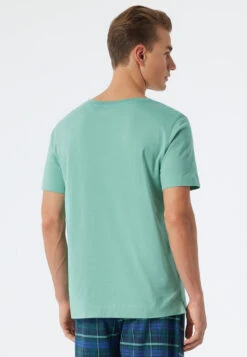 Schiesser Shirt Short-sleeved V-neck Mineral - Mix & Relax -Uni Style Shop shirt kurzarm organic cotton v ausschnitt mineral mix relax 177972 709 back